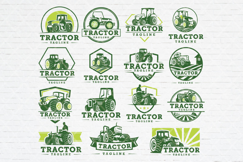 set-of-tractor-and-farm-logo-template