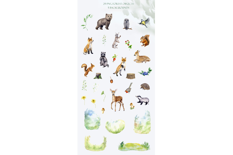 watercolor-forest-clipart-with-cute-woodland-animal-png