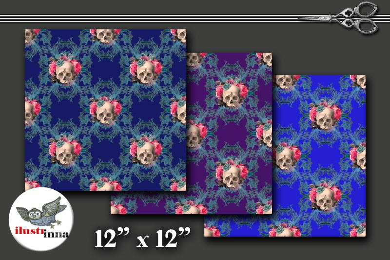 blue-halloween-seamless-patterns