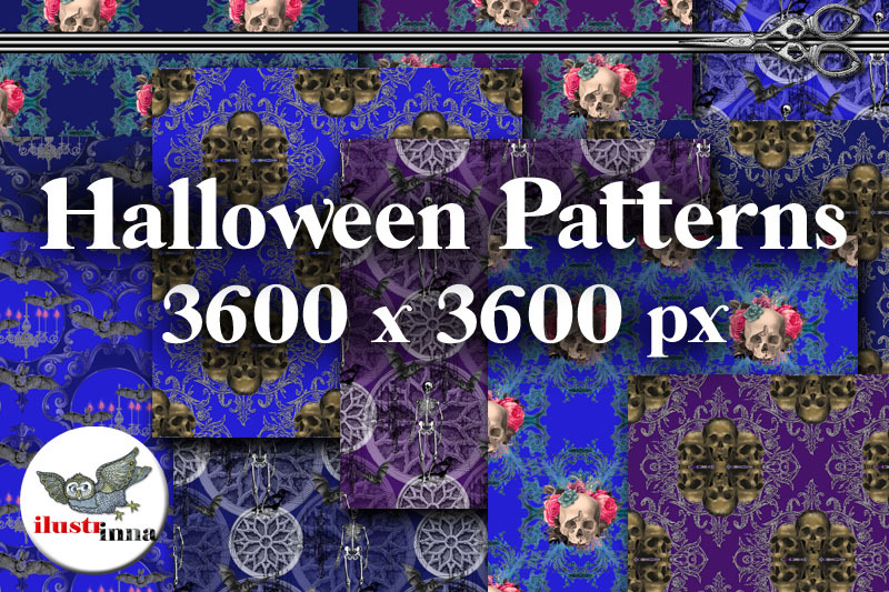 blue-halloween-seamless-patterns