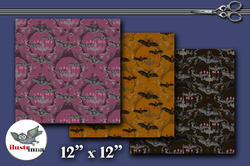 brown-orange-and-purple-halloween-seamless-patterns