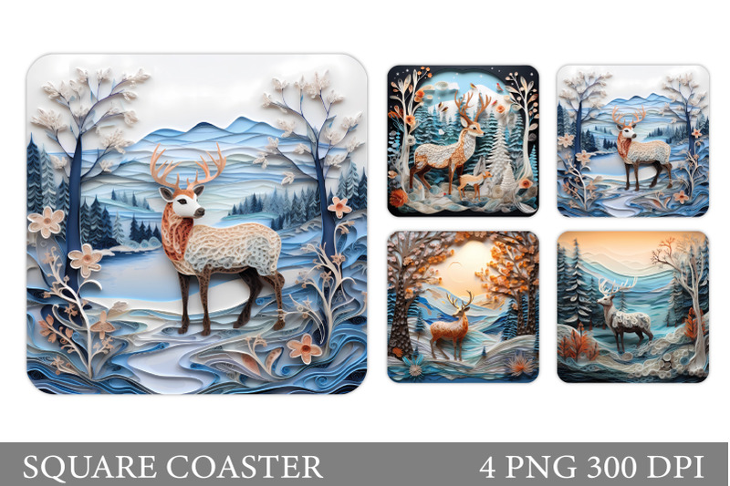 deer-square-coaster-quilling-deer-coaster-sublimation