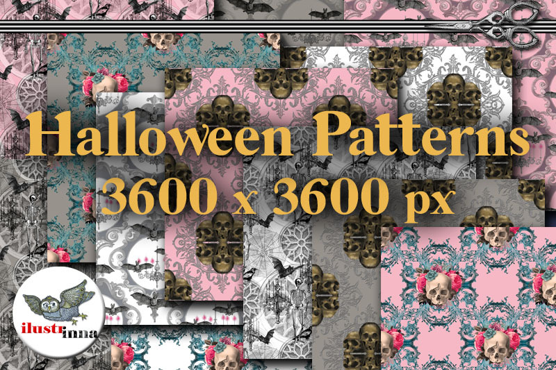 pink-and-gray-halloween-repeat-patterns-digital-paper