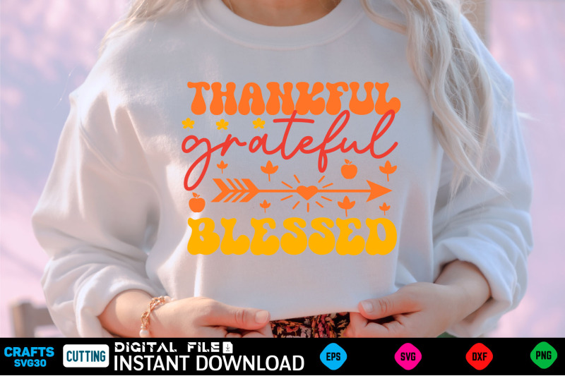 thankful-grateful-blessed-retro-svg-design