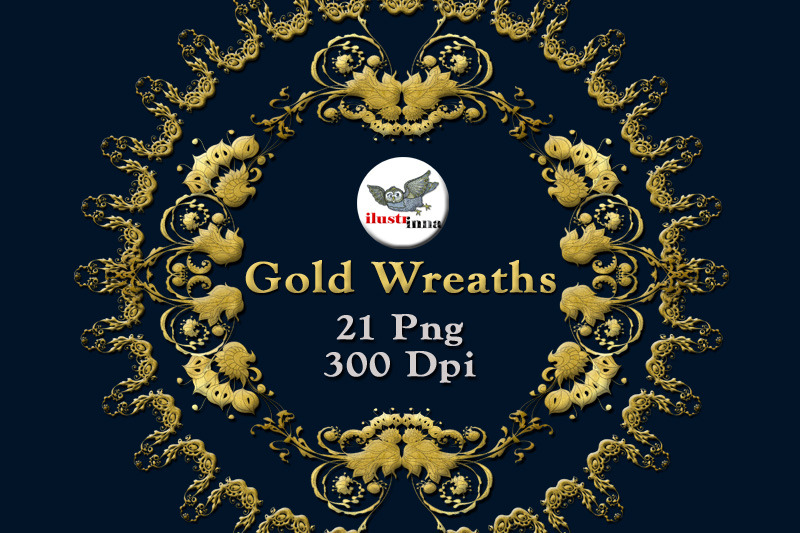 gold-baroque-floral-wreaths-and-frames-clipart