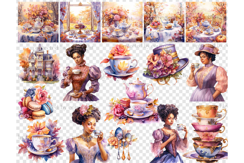 black-woman-autumn-clipart-tea-party