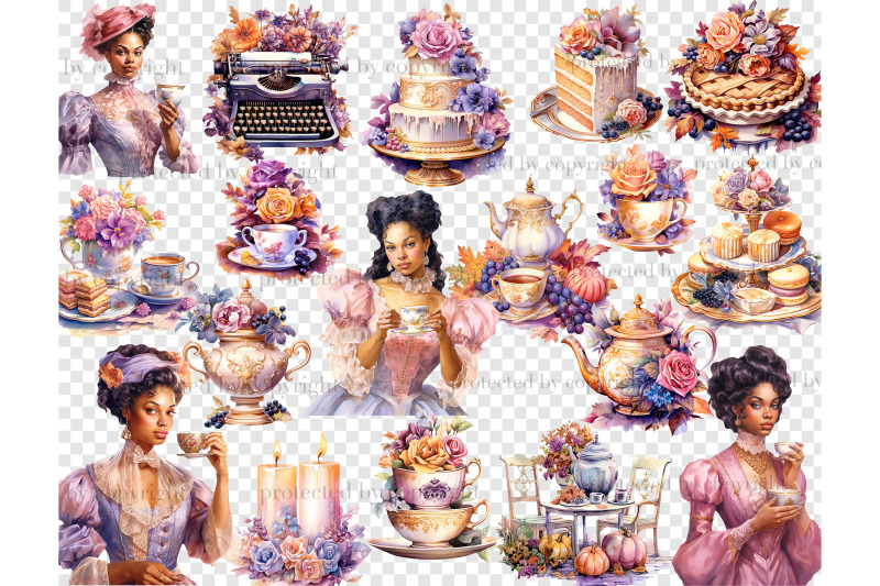 black-woman-autumn-clipart-tea-party