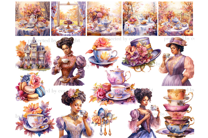 black-woman-autumn-clipart-tea-party