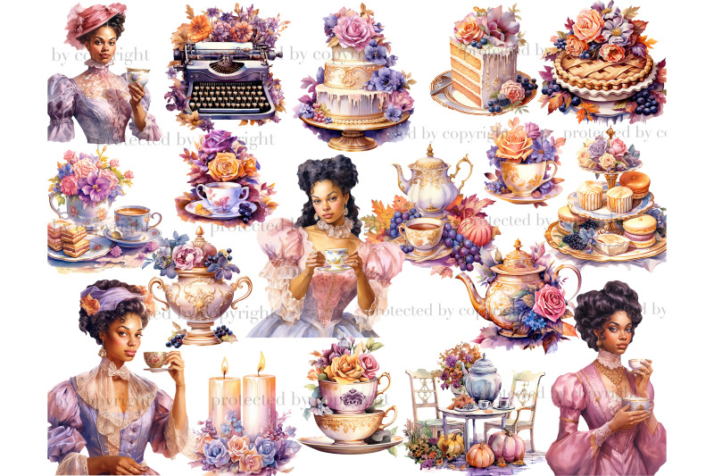 black-woman-autumn-clipart-tea-party