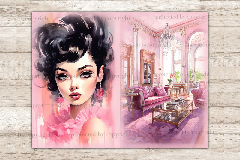 glam-junk-journal-pages-pink-digital-art-bundle