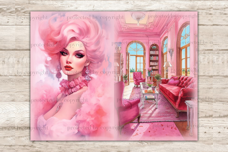 glam-junk-journal-pages-pink-digital-art-bundle