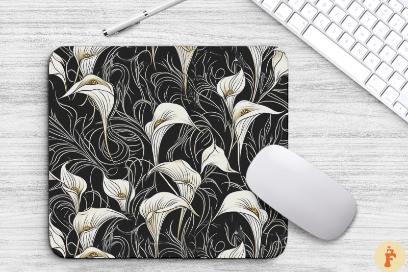 lily-floral-gothic-pattern-mouse-pad