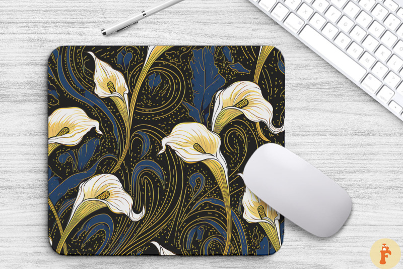 lily-floral-gothic-pattern-mouse-pad