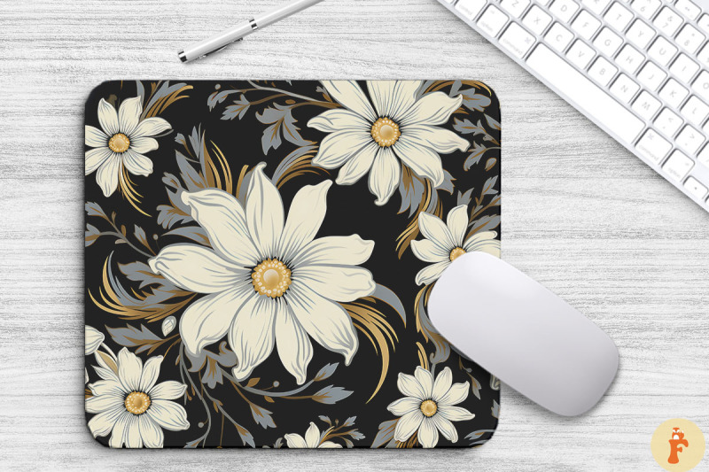 daisy-floral-gothic-pattern-mouse-pad