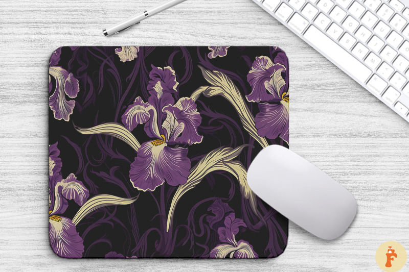 iris-floral-gothic-pattern-mouse-pad