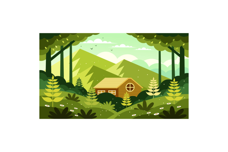 home-surrounded-by-nature-illustration