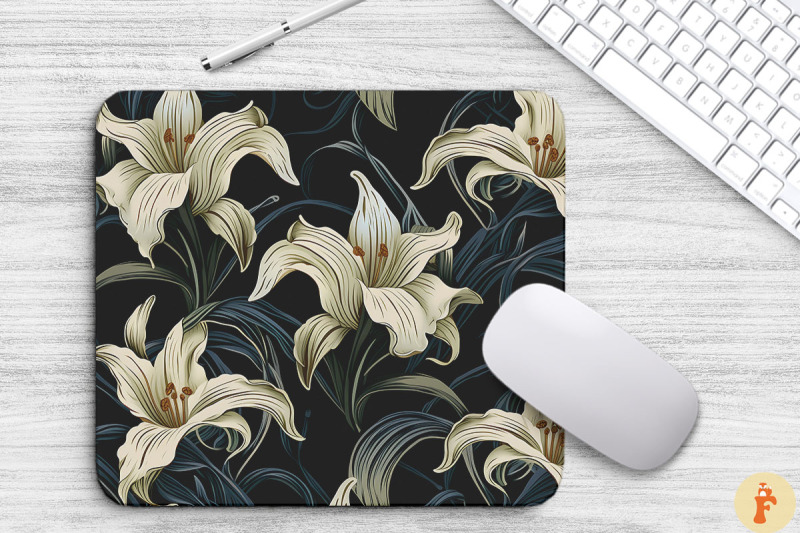 lily-floral-gothic-pattern-mouse-pad