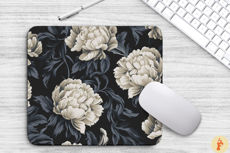 peony-floral-gothic-pattern-mouse-pad