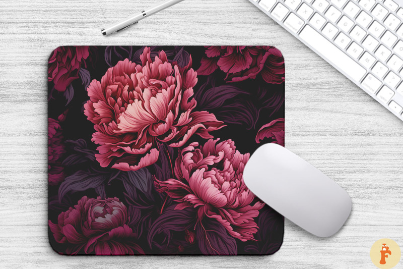 peony-floral-gothic-pattern-mouse-pad