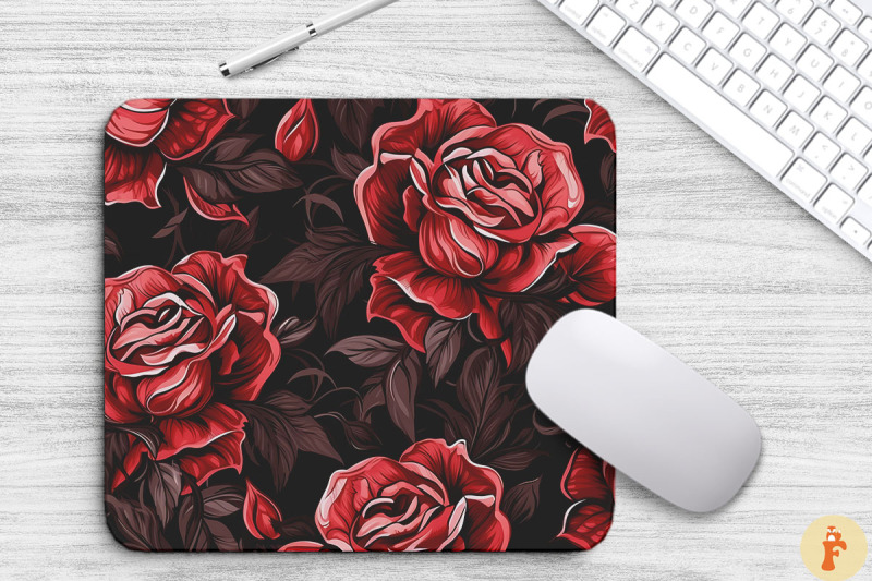 rose-floral-gothic-pattern-mouse-pad