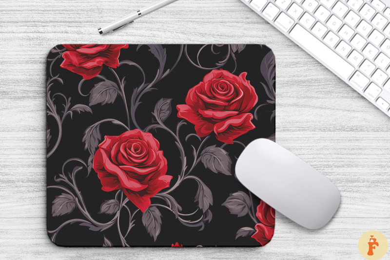 rose-floral-gothic-pattern-mouse-pad