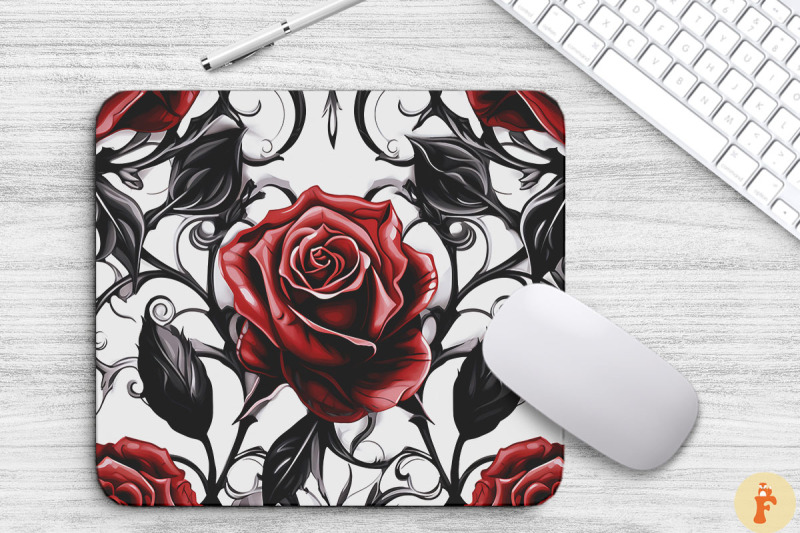 rose-floral-gothic-pattern-mouse-pad