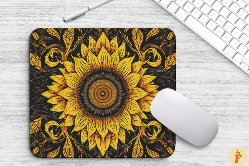 sunflower-gothic-pattern-mouse-pad