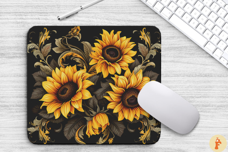 sunflower-gothic-pattern-mouse-pad