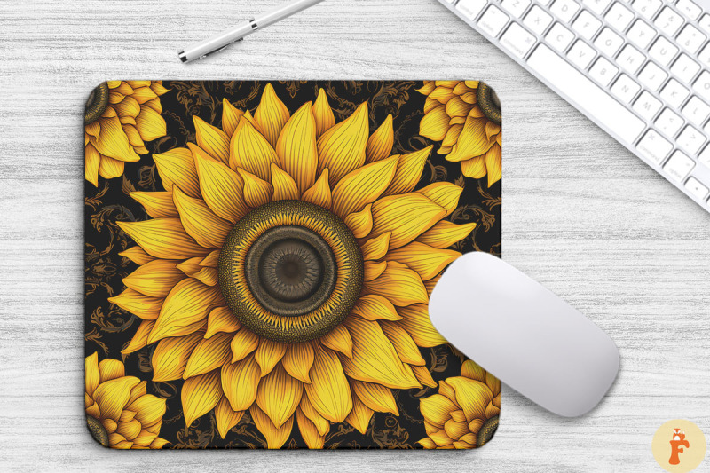 sunflower-gothic-pattern-mouse-pad