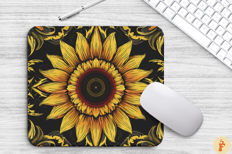 sunflower-gothic-pattern-mouse-pad