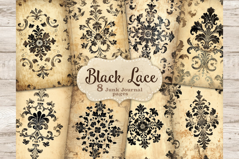 black-lace-junk-journal-page-vintage-digital-collage