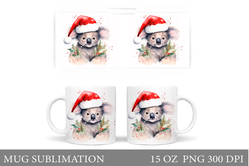 christmas-koala-mug-sublimation-watercolor-koala-mug-design