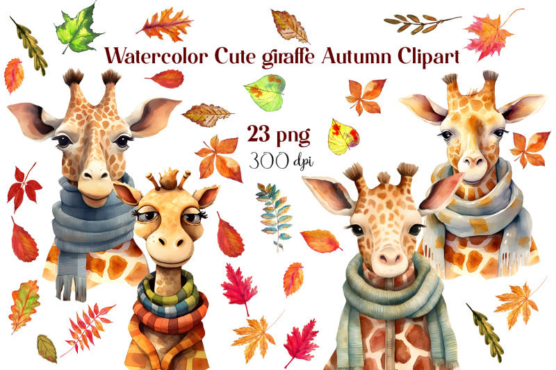 giraffe-in-autumn-clipart-bundle