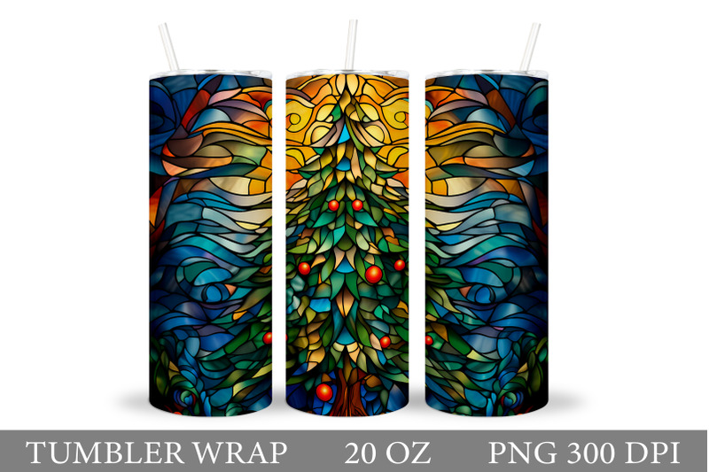 stained-glass-christmas-tree-tumbler-sublimation