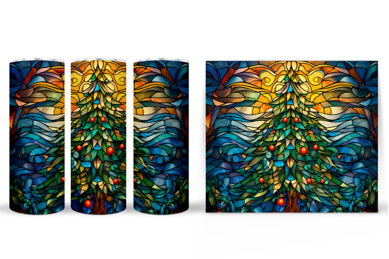 stained-glass-christmas-tree-tumbler-sublimation