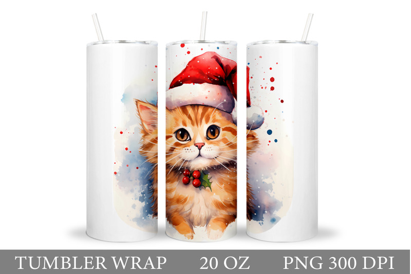 cat-watercolor-tumbler-christmas-cat-tumbler-sublimation