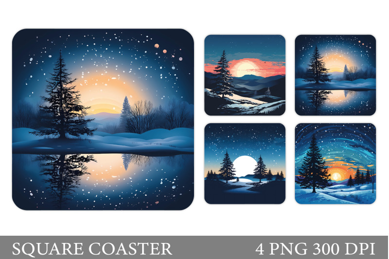 winter-square-coaster-christmas-tree-coaster-sublimation