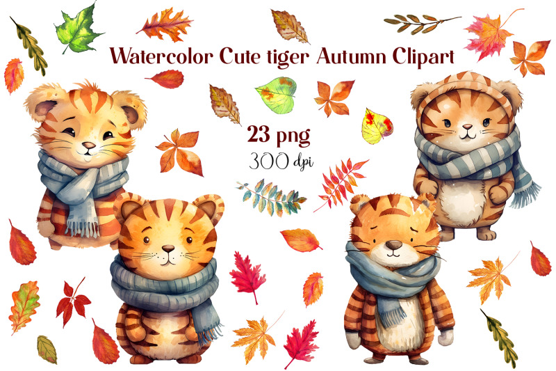 tiger-in-autumn-clipart-bundle-fall-illustration-bundle