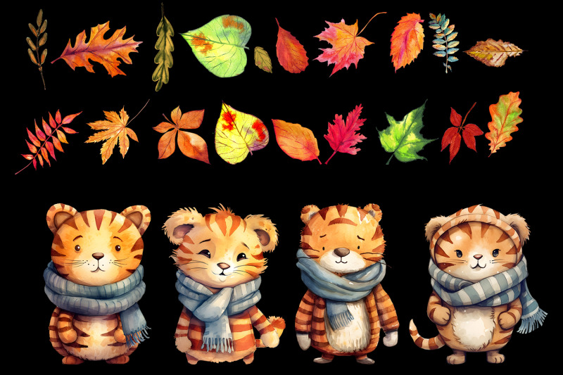 tiger-in-autumn-clipart-bundle-fall-illustration-bundle