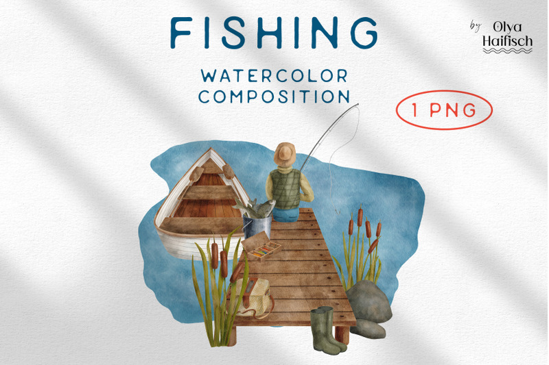 watercolor-fishing-png-fisherman-lake-and-boat-illustration