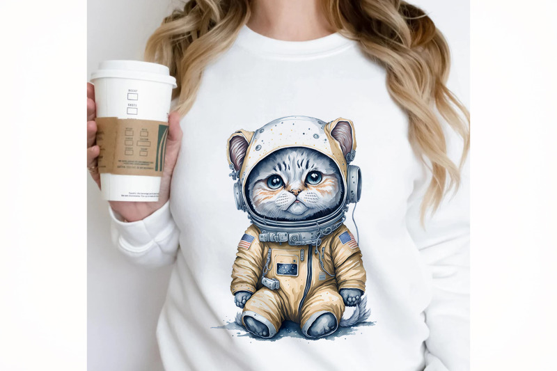 astronaut-cat-watercolor-clipart-mug-sublimation-design