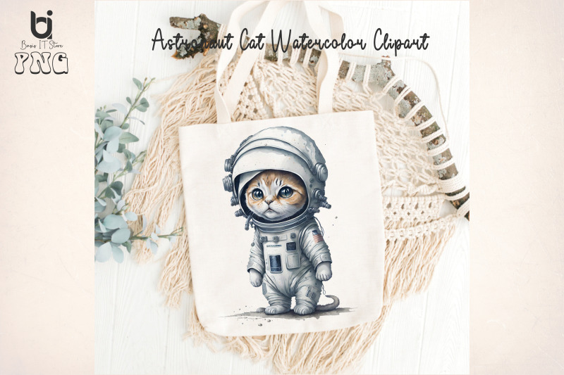 astronaut-cat-watercolor-clipart-mug-sublimation-design