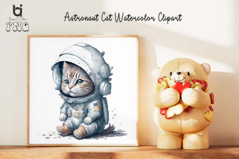 astronaut-cat-watercolor-clipart-mug-sublimation-design