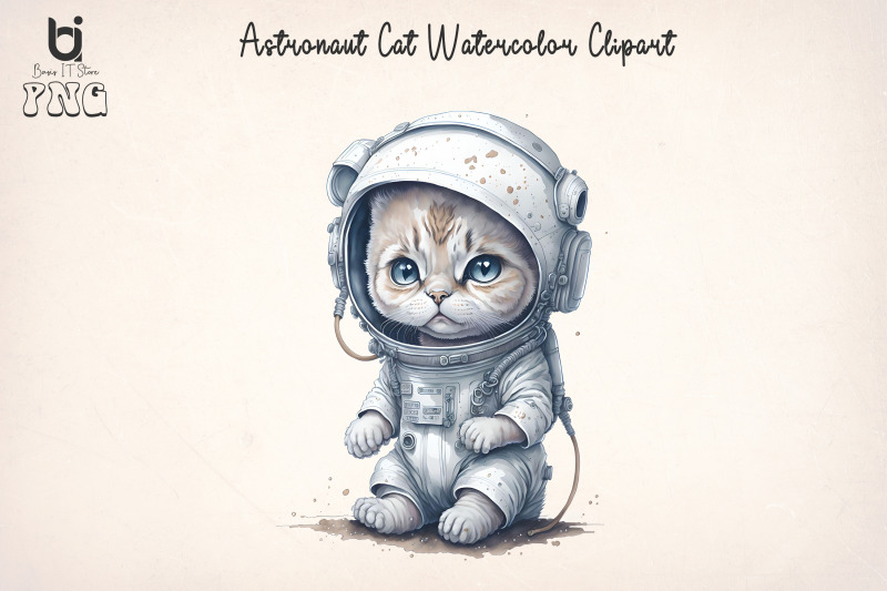 astronaut-cat-watercolor-clipart-mug-sublimation-design