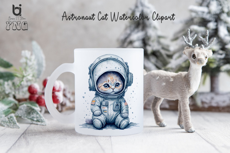 astronaut-cat-watercolor-clipart-mug-sublimation-design