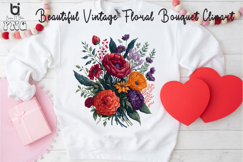 beautiful-vintage-floral-bouquet-clipart-mug-sublimation