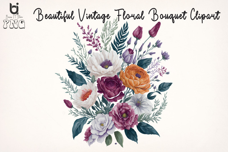 beautiful-vintage-floral-bouquet-clipart-mug-sublimation