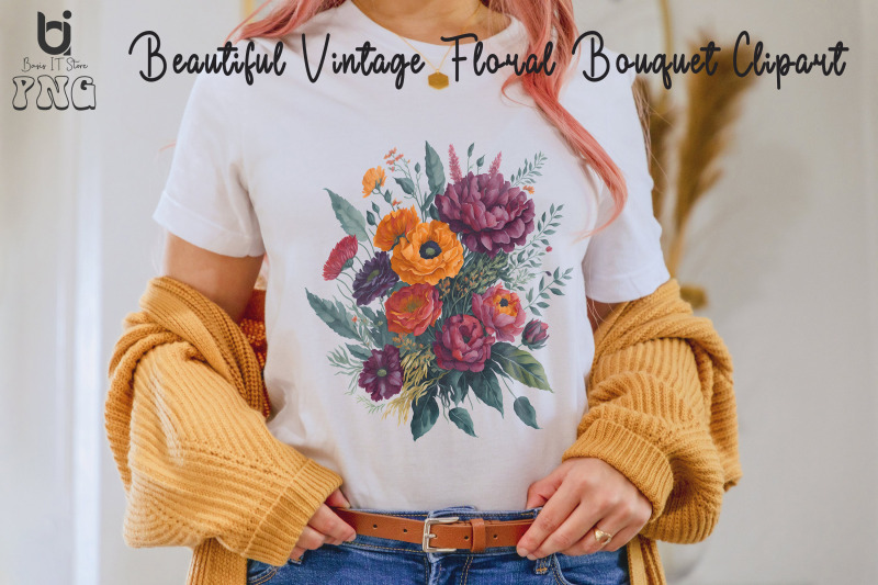 beautiful-vintage-floral-bouquet-clipart-mug-sublimation