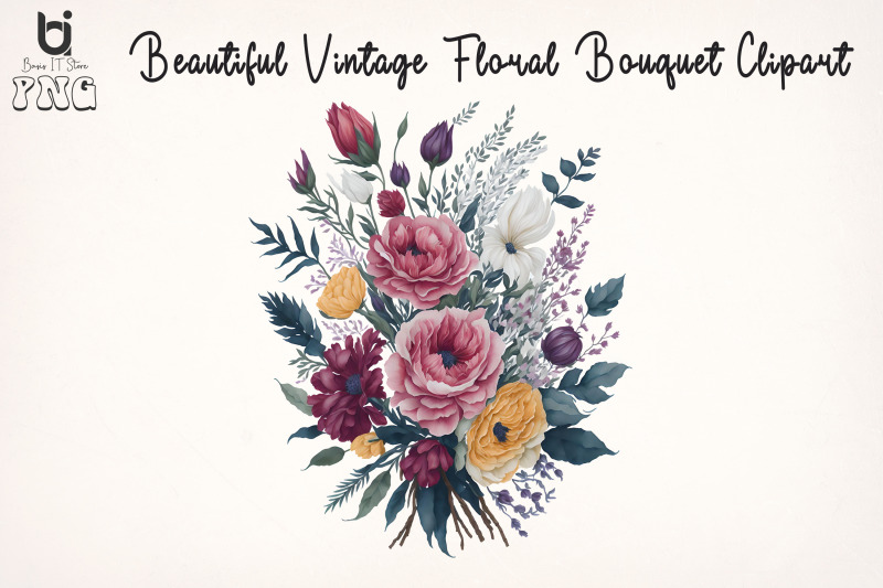 beautiful-vintage-floral-bouquet-clipart-mug-sublimation