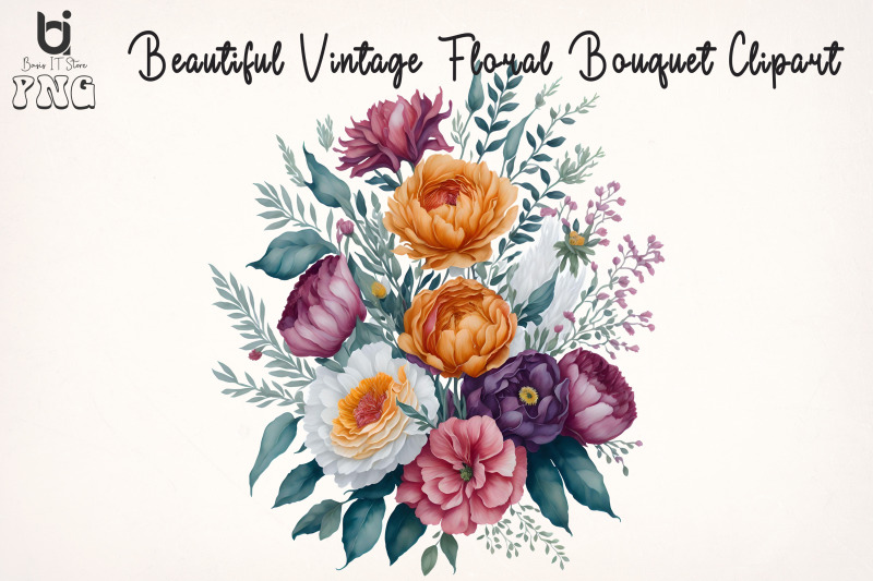 beautiful-vintage-floral-bouquet-clipart-mug-sublimation